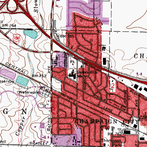 Topographic Map of Garden Hills Elementary School, IL