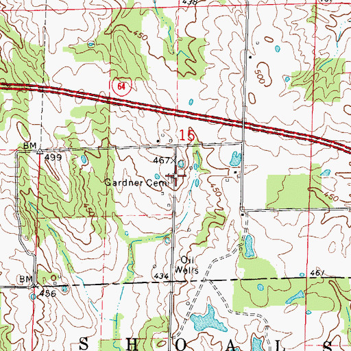 Topographic Map of Gardner Cemetery, IL