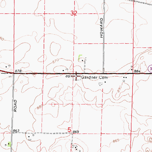 Topographic Map of Gardner Cemetery, IL