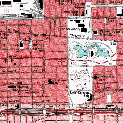 Topographic Map of Garfield Park Hospital, IL