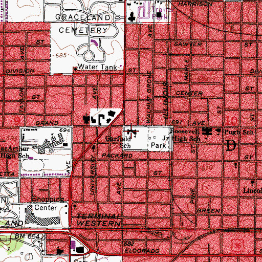 Topographic Map of Garfield Elementary School, IL