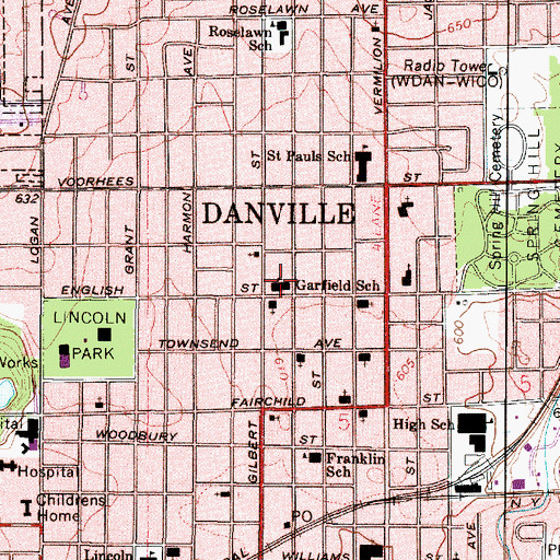 Topographic Map of Garfield Elementary School, IL