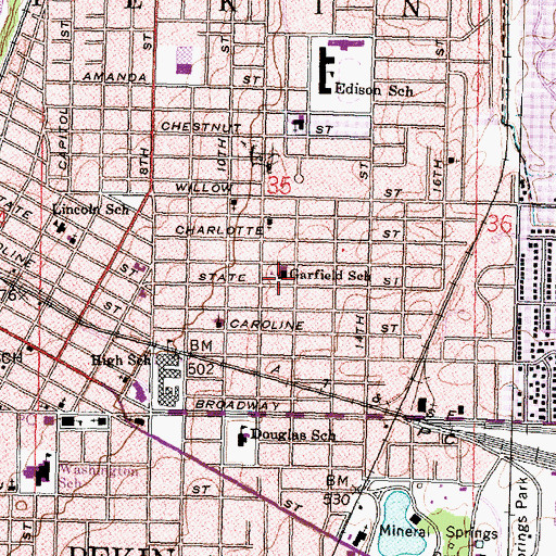 Topographic Map of Garfield School, IL