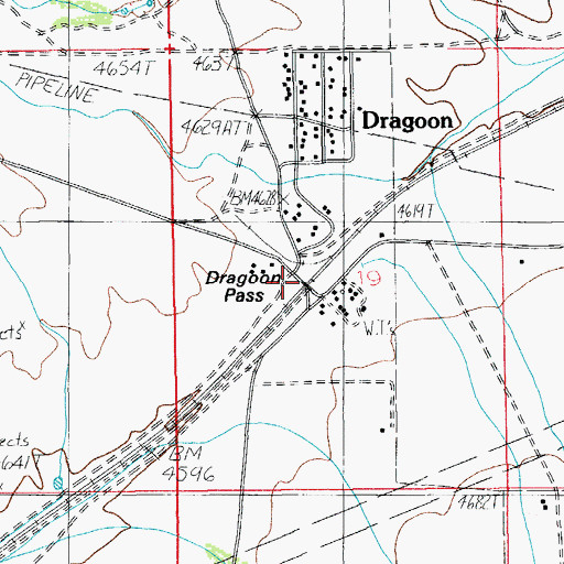 Topographic Map of Dragoon, AZ