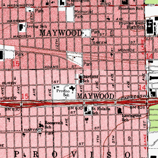 Topographic Map of Garfield Elementary School, IL