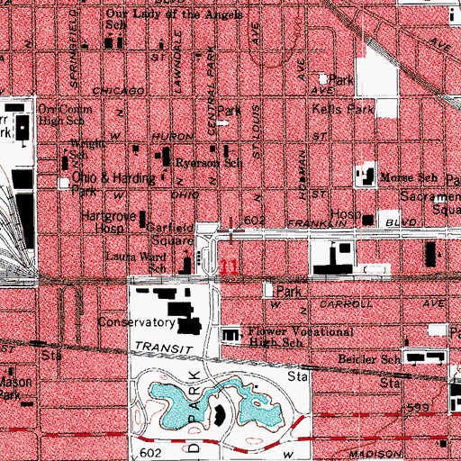 Topographic Map of Garfield Square, IL