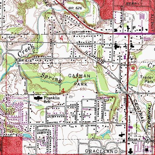 Topographic Map of Horace B Garman Park, IL