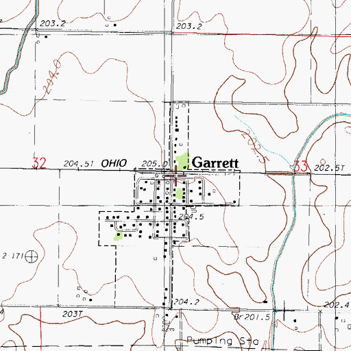 Topographic Map of Garrett, IL