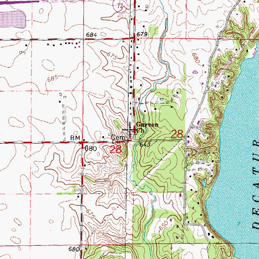 Topographic Map of Garven Church, IL