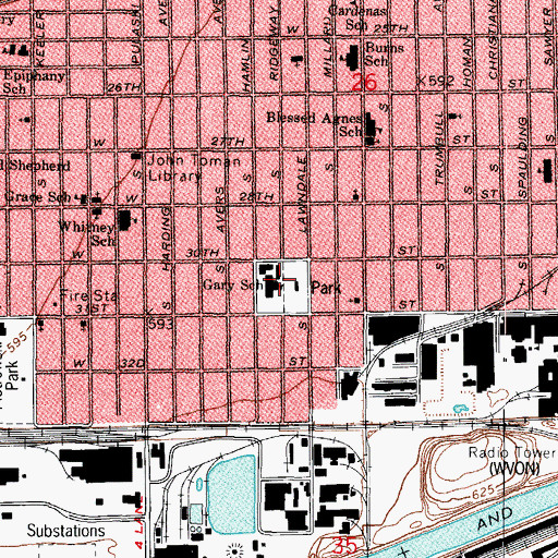 Topographic Map of Gary Elementary School, IL