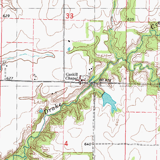 Topographic Map of Gaskill Chapel, IL