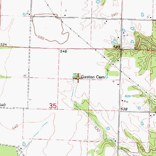 Topographic Map of Gaston Cemetery, IL