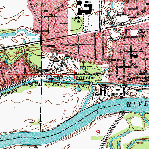Topographic Map of Gebhard Woods State Park, IL