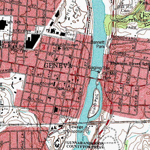 Topographic Map of Geneva, IL