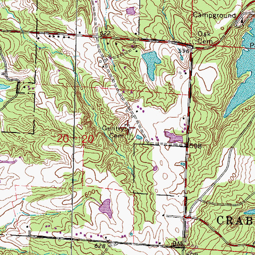 Topographic Map of Gentry Cemetery, IL