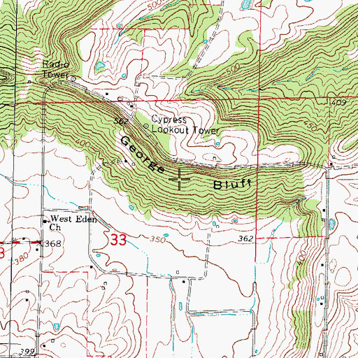 Topographic Map of George Bluff, IL