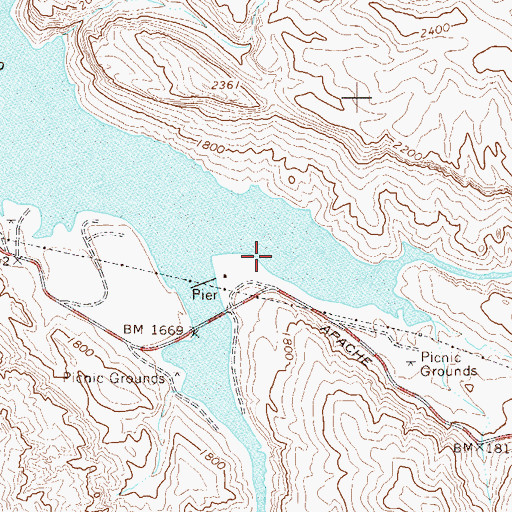 Topographic Map of Canyon Lake Marina, AZ