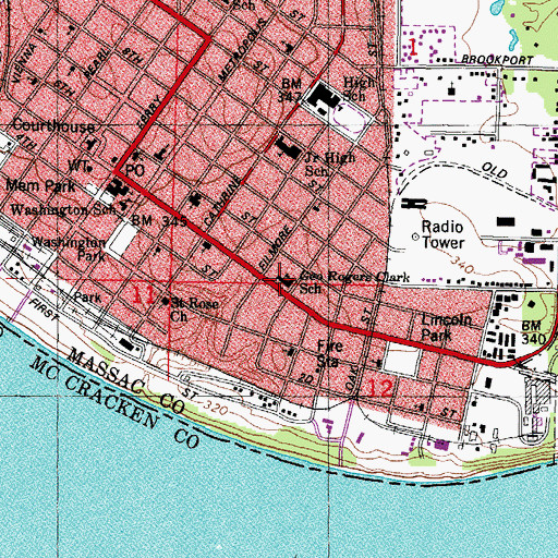 Topographic Map of George R Clark Elementary School, IL