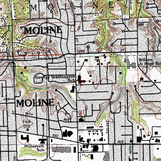 Topographic Map of George Washington Elementary School, IL