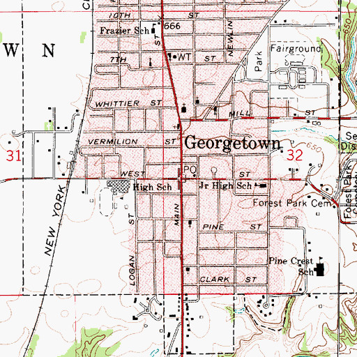 Topographic Map of Georgetown, IL