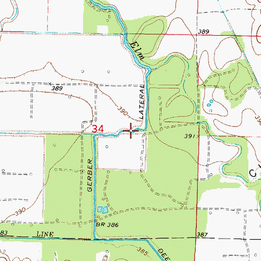 Topographic Map of Gerber Lateral, IL