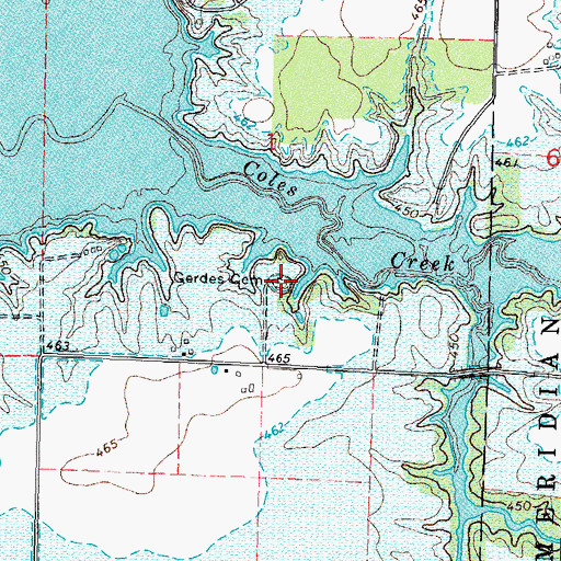 Topographic Map of Gerdes Cemetery, IL