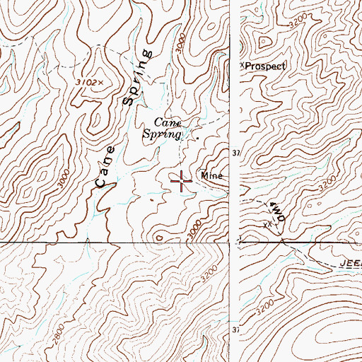 Topographic Map of Cane Spring Trialhead, AZ