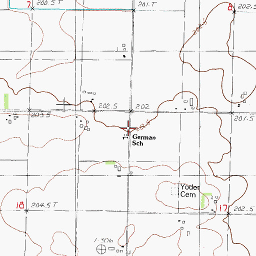 Topographic Map of German School (historical), IL