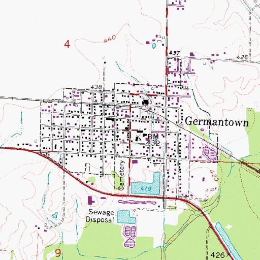 Topographic Map of Germantown, IL