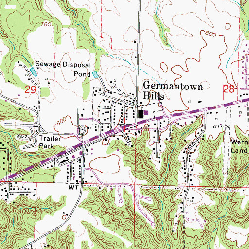 Topographic Map of Germantown Hills, IL