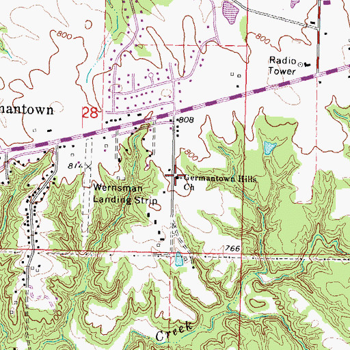 Topographic Map of Germantown Hills Baptist Church, IL