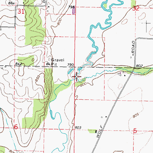 Topographic Map of Geryune Creek, IL