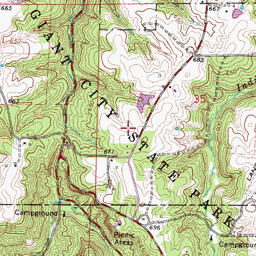 Topographic Map of Giant City State Park, IL