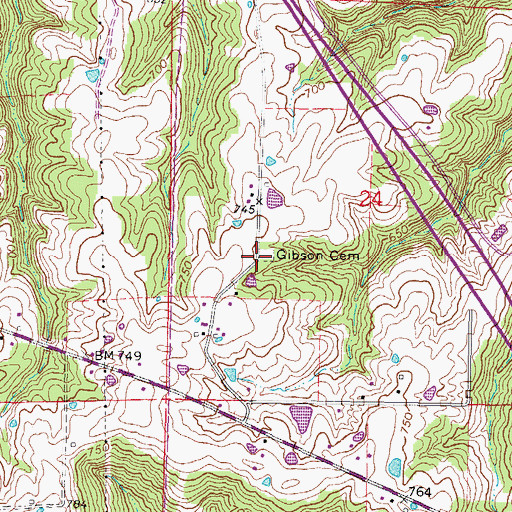 Topographic Map of Gibson Cemetery, IL