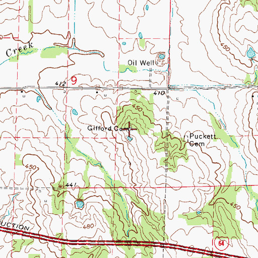 Topographic Map of Gifford Cemetery, IL