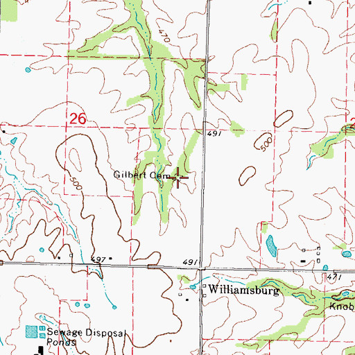 Topographic Map of Gilbert Cemetery, IL