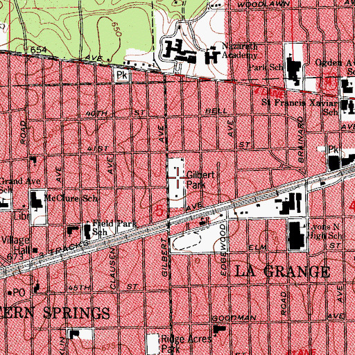 Topographic Map of Gilbert Park, IL