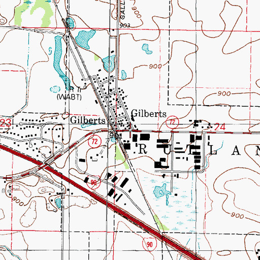 Topographic Map of Gilberts, IL