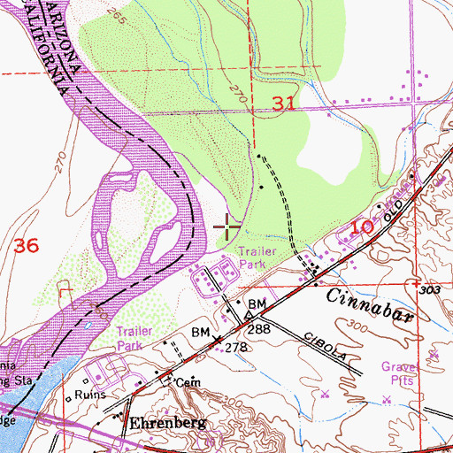Topographic Map of Ehrenberg Wash, AZ