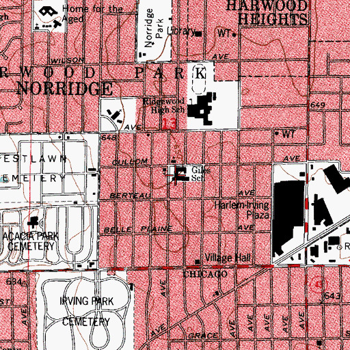 Topographic Map of J Giles Elementary School, IL