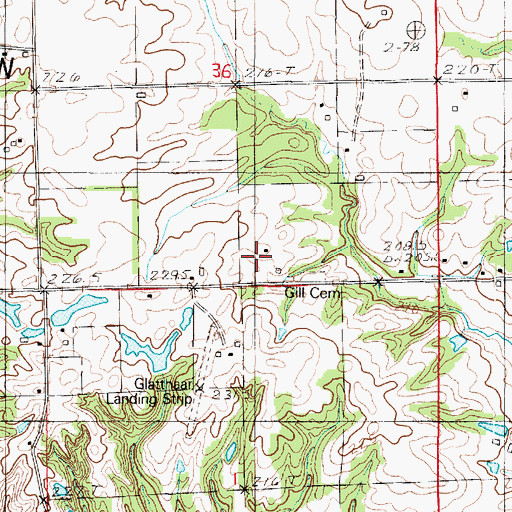 Topographic Map of Gill Cemetery, IL