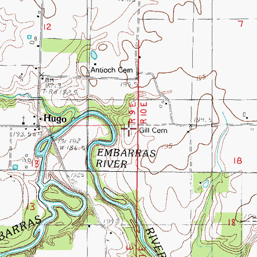 Topographic Map of Gill Cemetery, IL