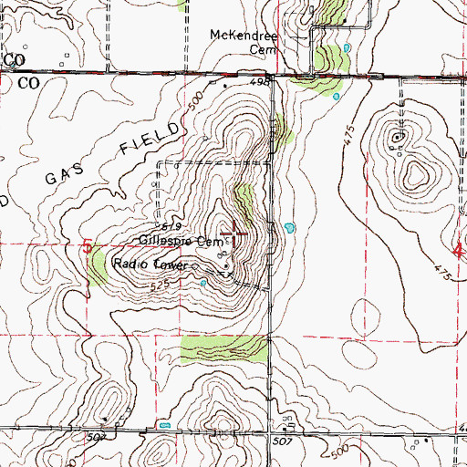 Topographic Map of Gillespie Cemetery, IL