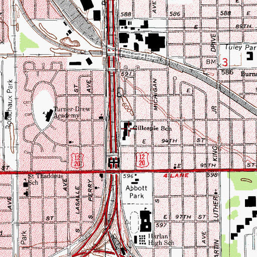 Topographic Map of Gillespie Elementary School, IL