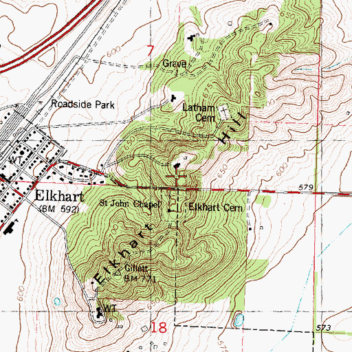 Topographic Map of Elkhart Hill, IL