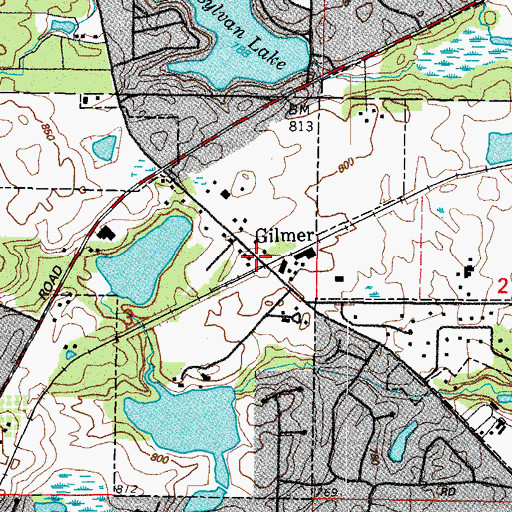 Topographic Map of Gilmer, IL
