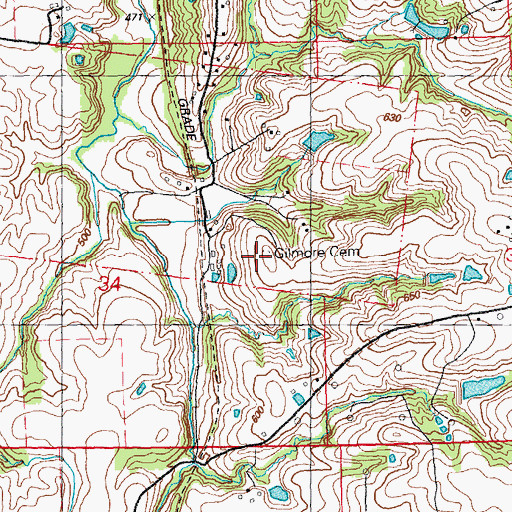 Topographic Map of Gilmore Cemetery, IL