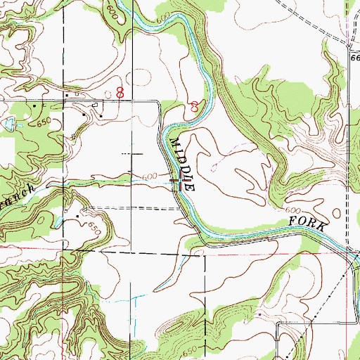 Topographic Map of Gimlet Branch, IL