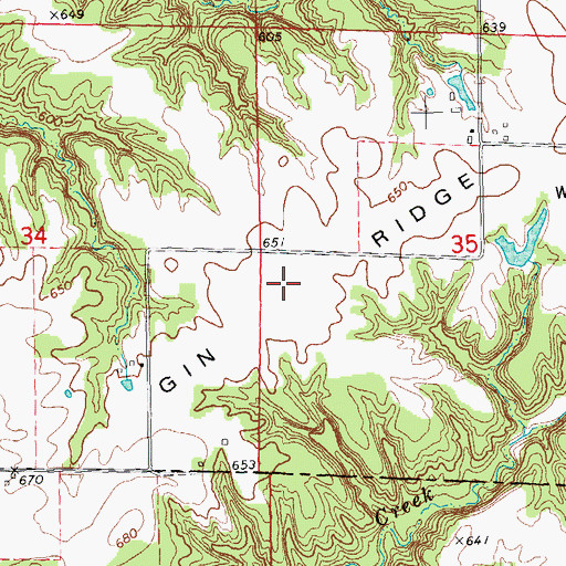 Topographic Map of Gin Ridge, IL