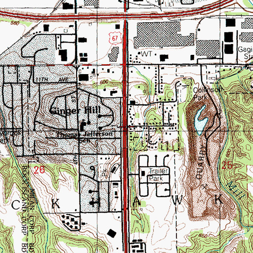 Topographic Map of Ginger Hill, IL